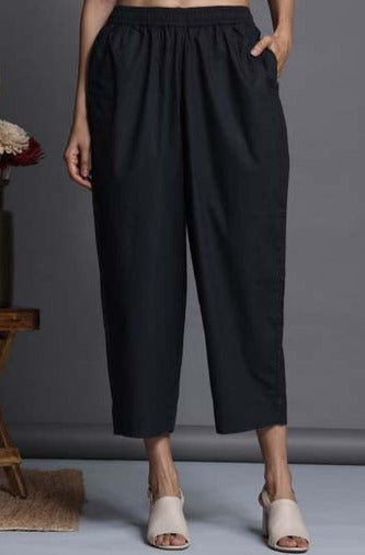 comfort fit cotton pants - black south cotton