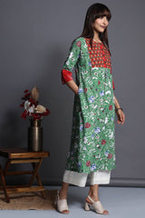a-line kalidar kurta - celadon whisper & floral symphony