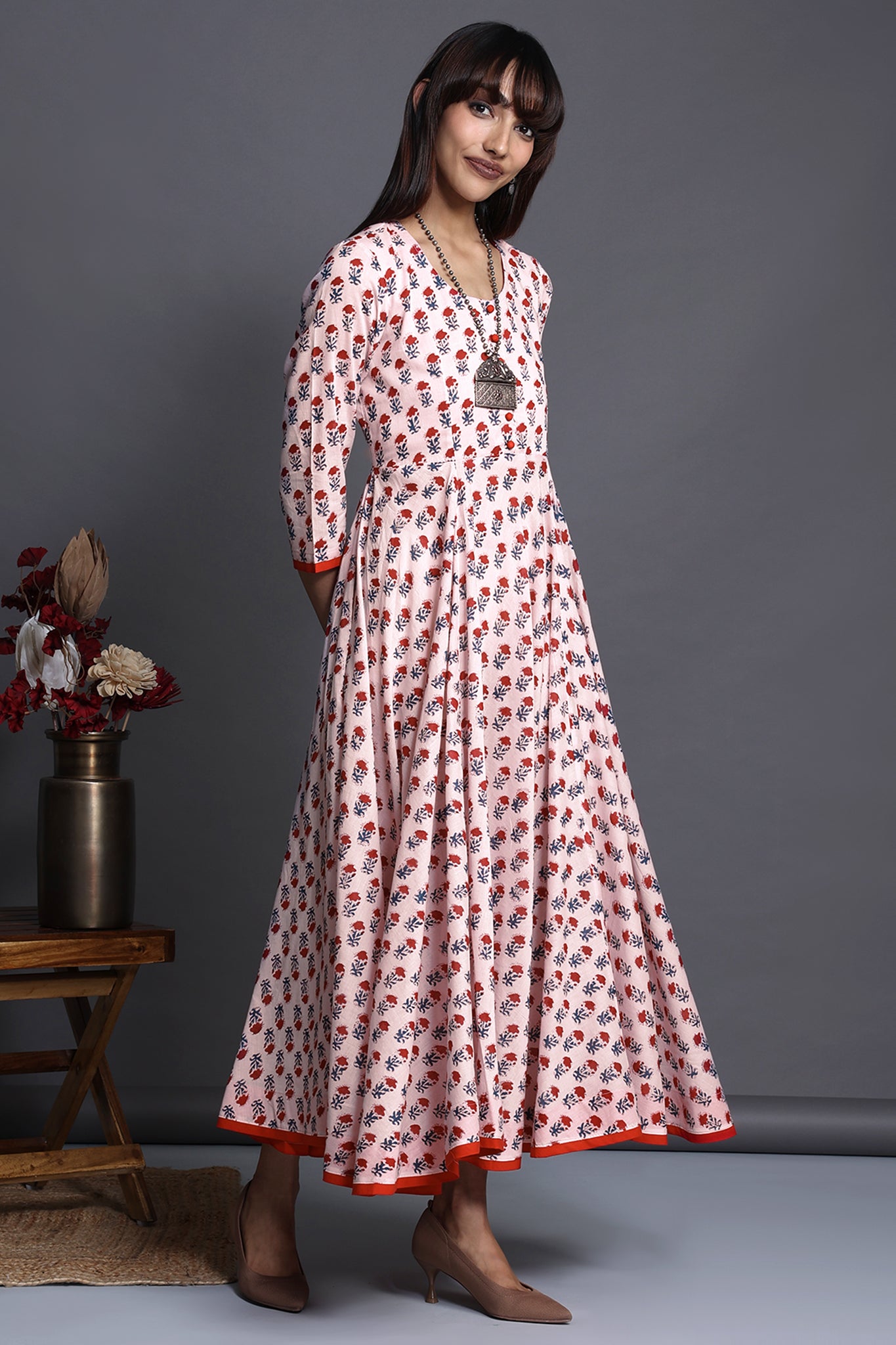 long swirl dress - luminous rose & dawn delight