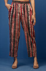 comfort fit narrow pants - red black stripes