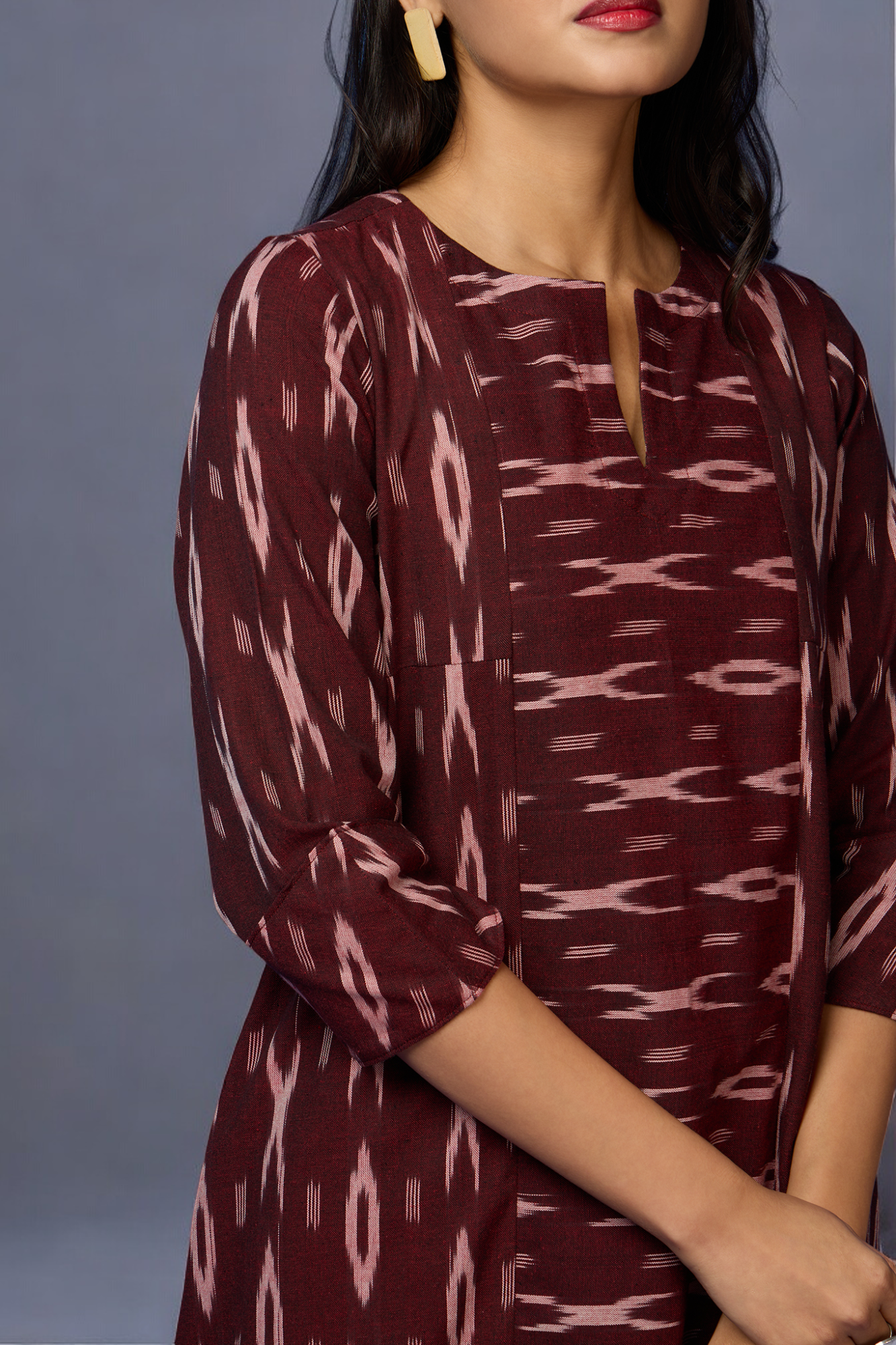 a-line kurta co-ord set - Maroon Muse & Stardust