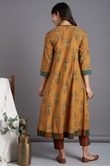 angrakha with gathers - golden marguerite & desert palm