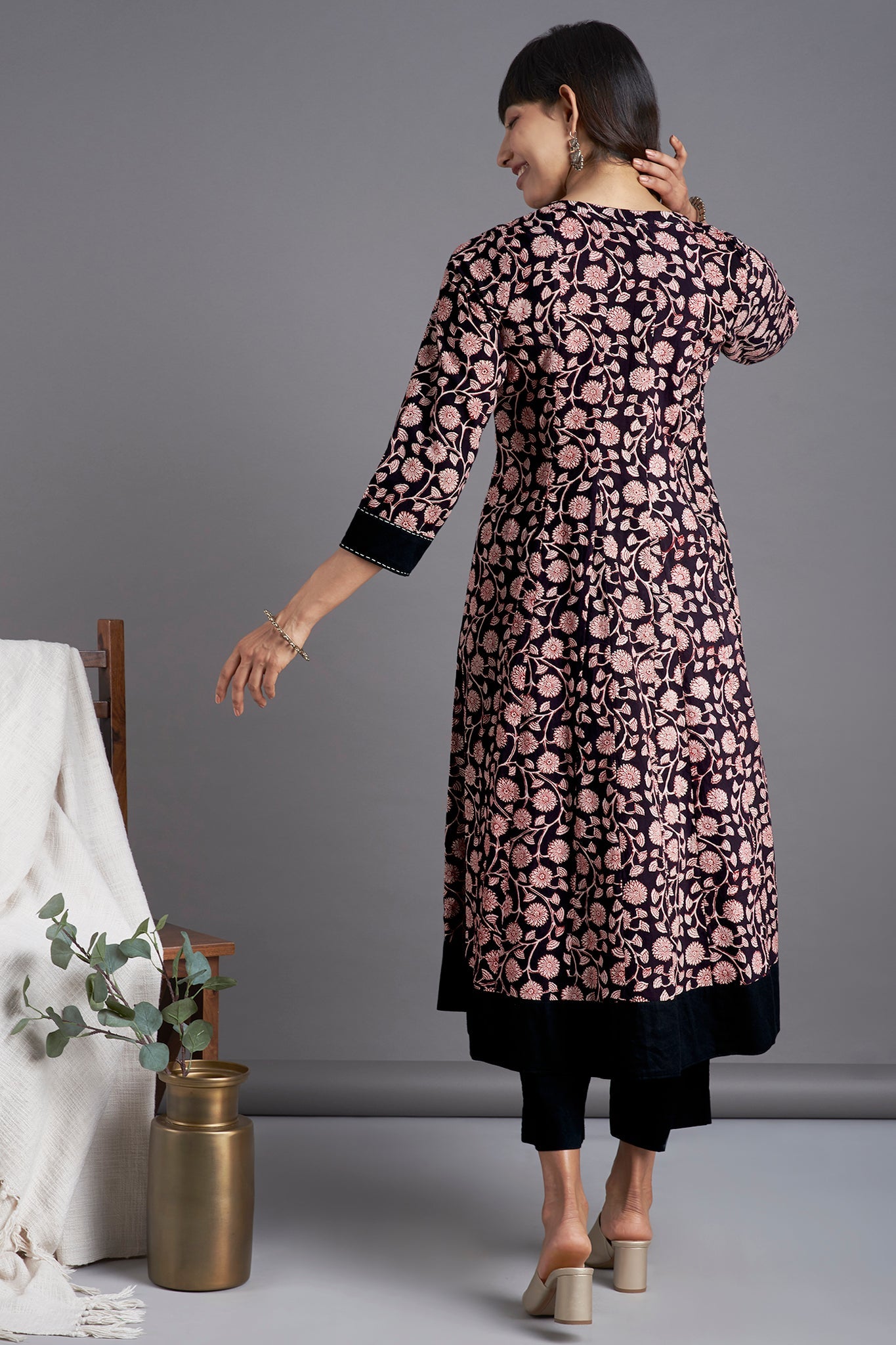 a-line dress - radiant ebony & tendrils
