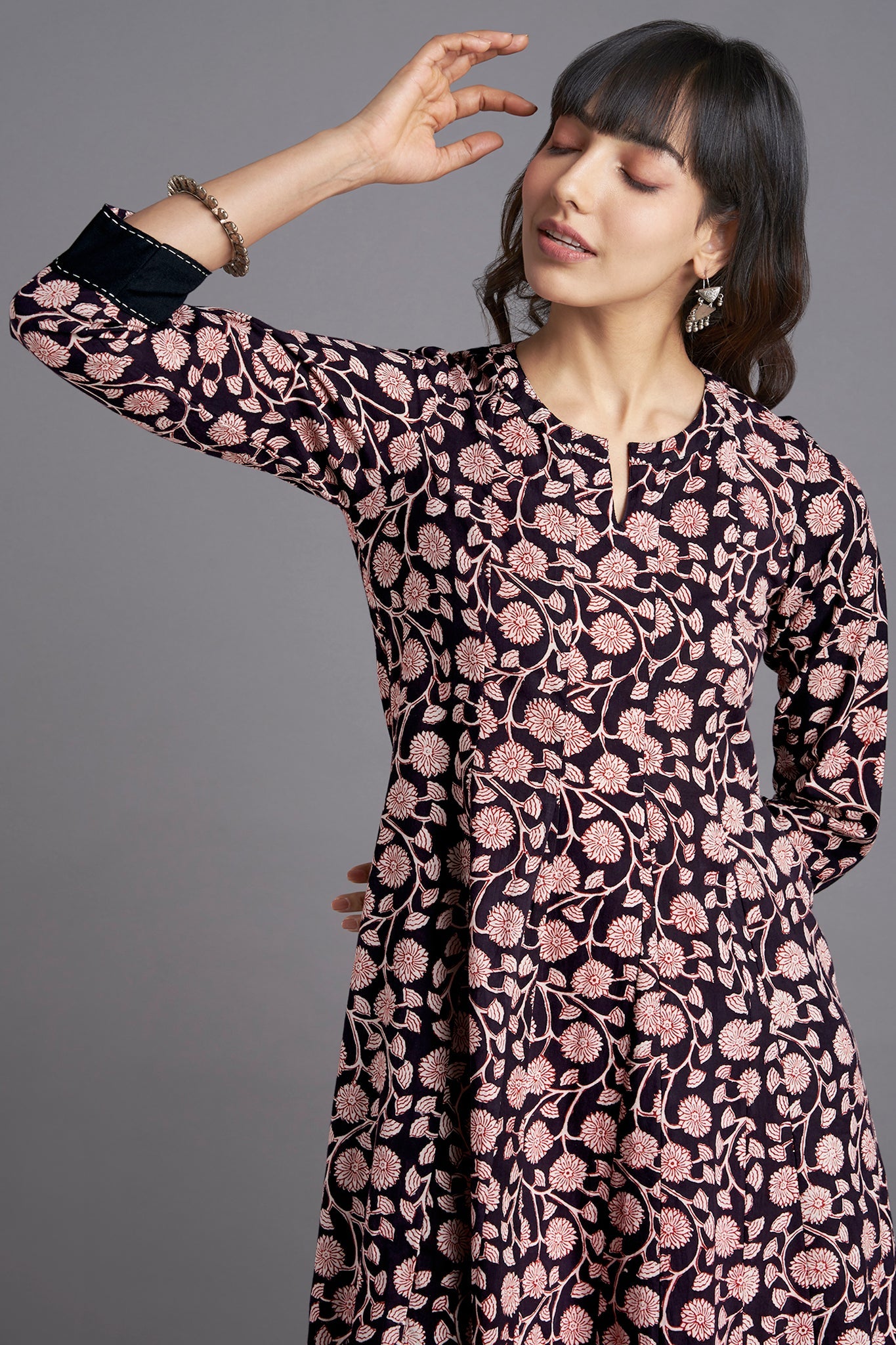 a-line dress - radiant ebony & tendrils