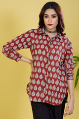 button down bagh red carmine leaves
