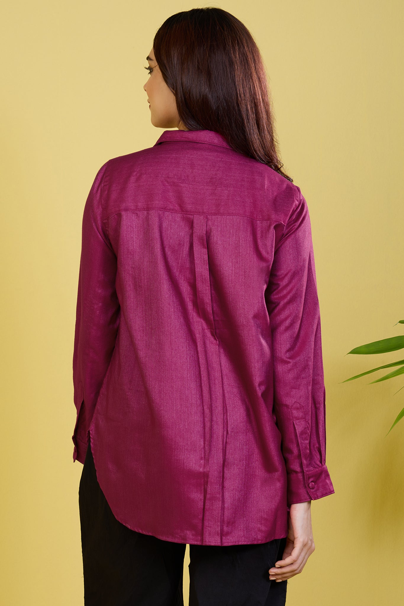 button down magenta viscose silk shirt orchid blush