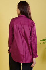 button down magenta viscose silk shirt orchid blush