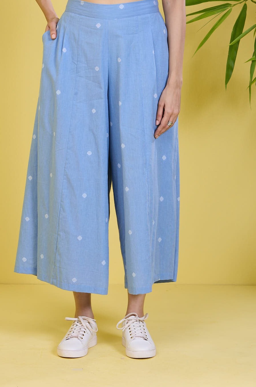 box pleated culotte - light blue