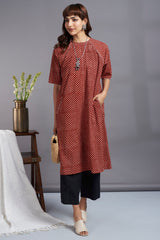 crimson craze - drop shoulder modern tunic with pockets