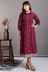 drop waist peter pan collar dress - cosmopolitan aubergine & snowdrops