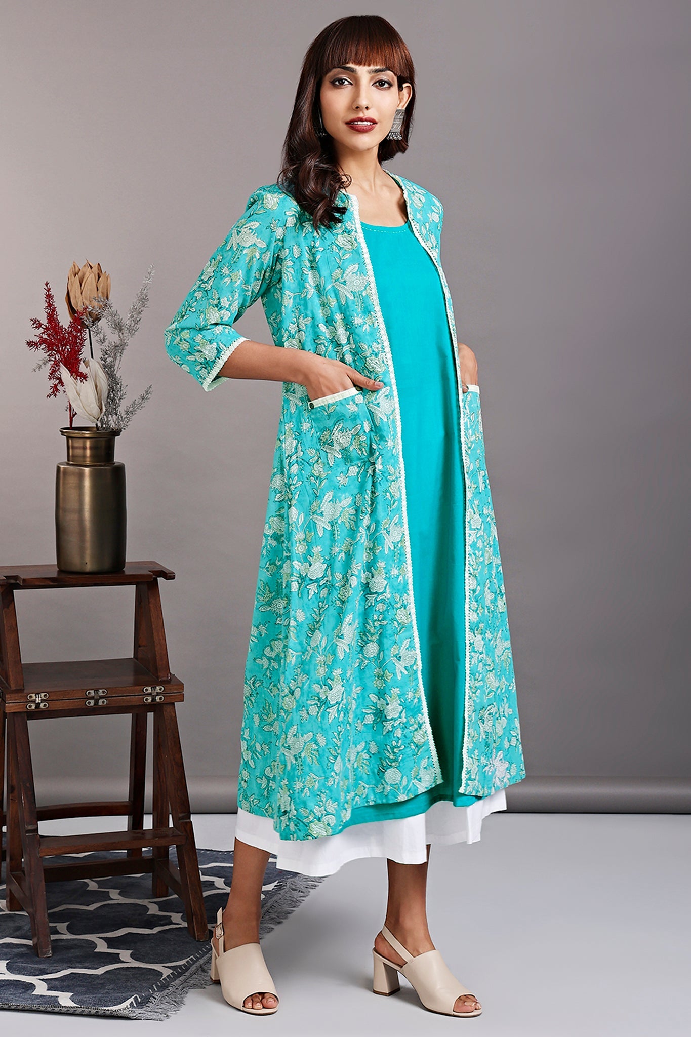 ensemble - jacket + dress - botanical tint & perennial blooms
