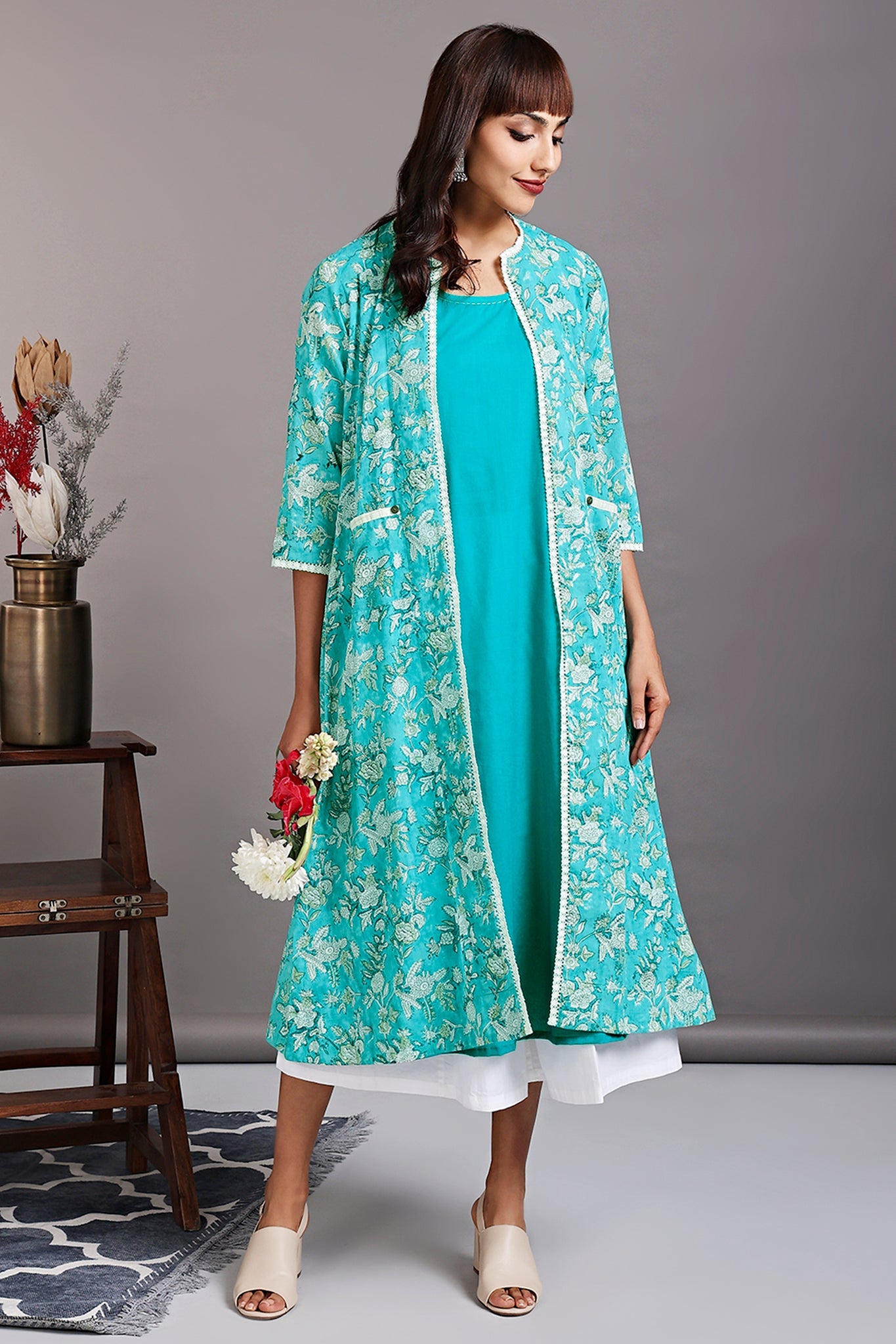 ensemble - jacket + dress - botanical tint & perennial blooms