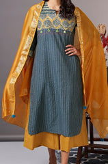 handwoven maheshwari dupatta - deep mustard