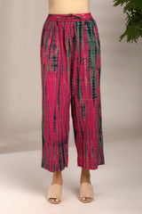 comfort fit cotton printed pants - multi pink shibori