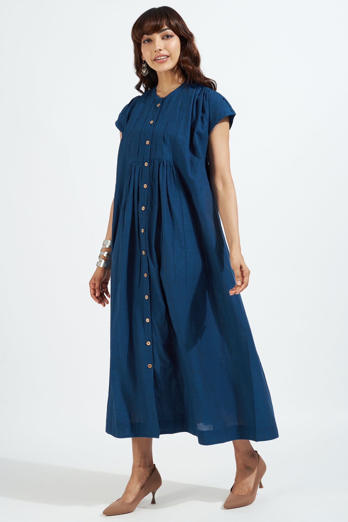 button down pintuck dress - dreaming in sapphire