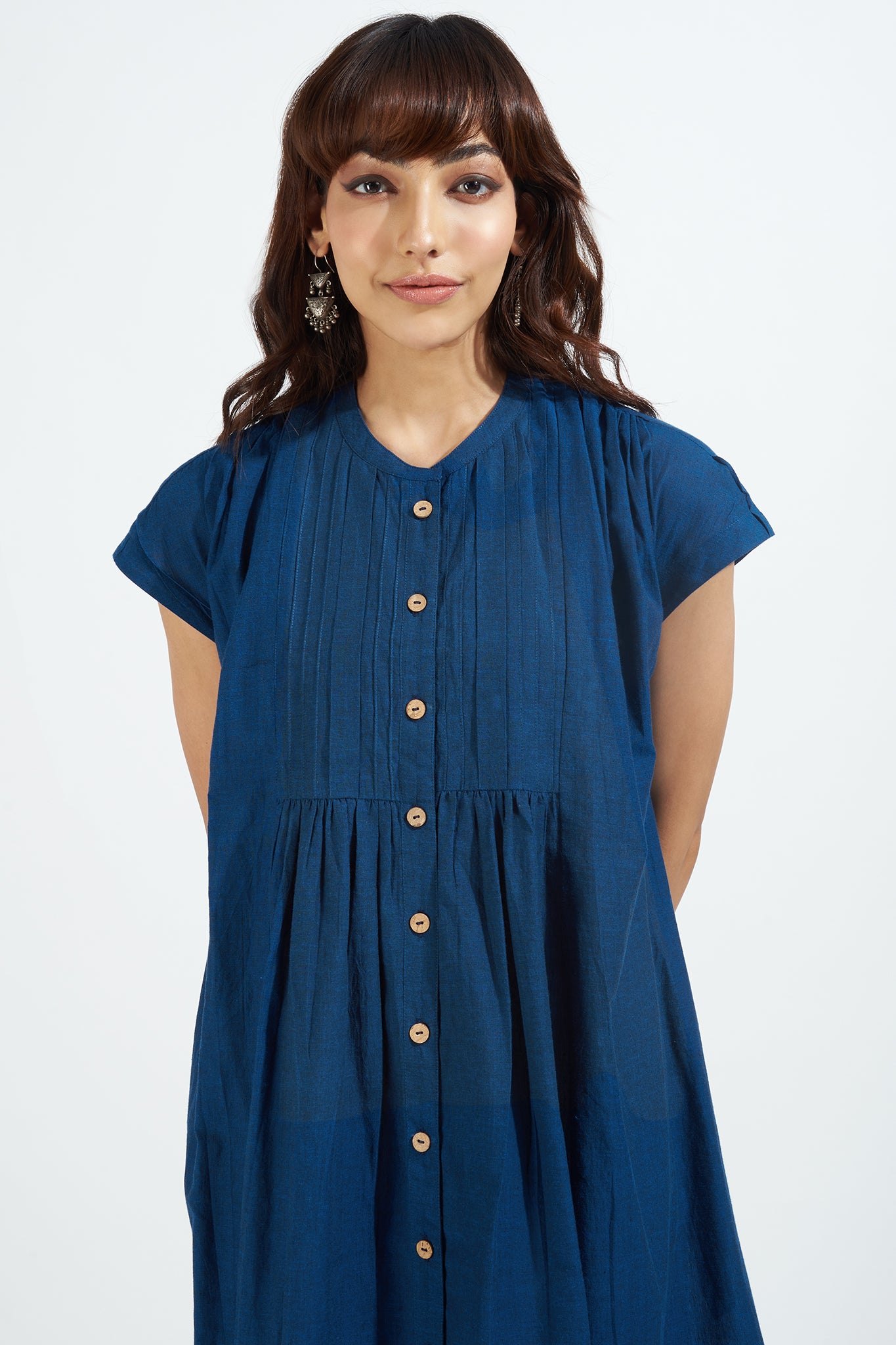 button down pintuck dress - dreaming in sapphire