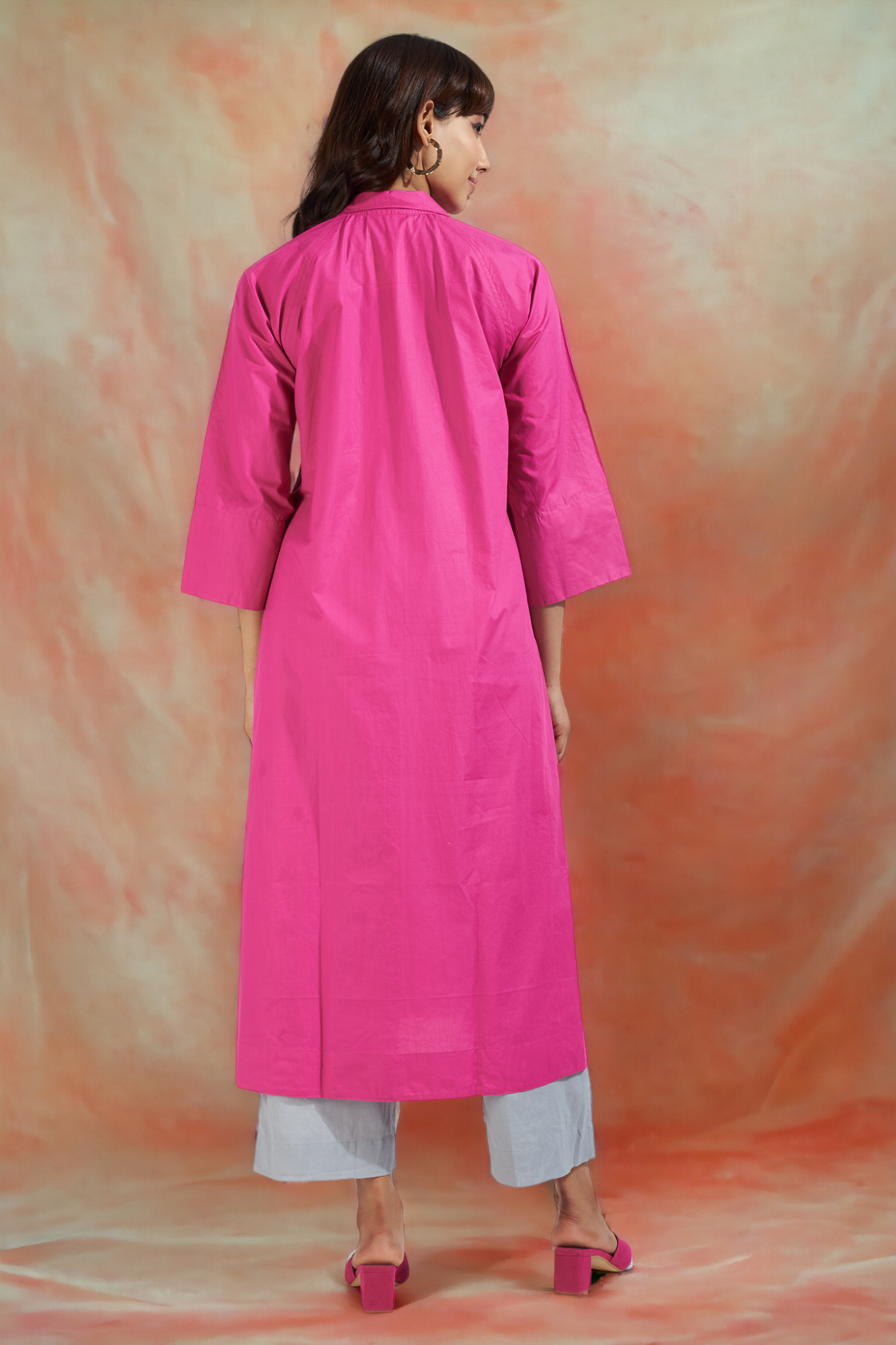 button down johnny collar shirt dress - fuchsia fizz & bubbly soiree