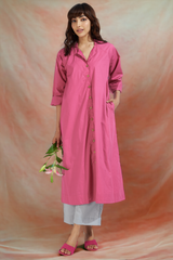button down johnny collar shirt dress - fuchsia fizz & bubbly soiree