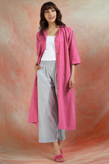 button down johnny collar shirt dress - fuchsia fizz & bubbly soiree