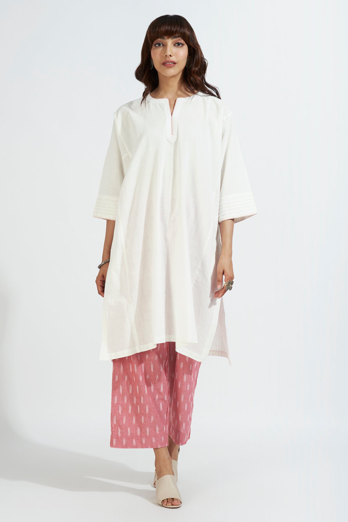 leisure tunic - moonlit ivory & stitched delight