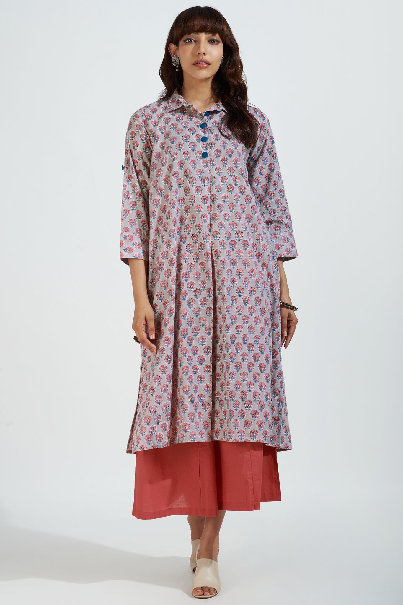 long shirt dress - misty rose & whispering ash