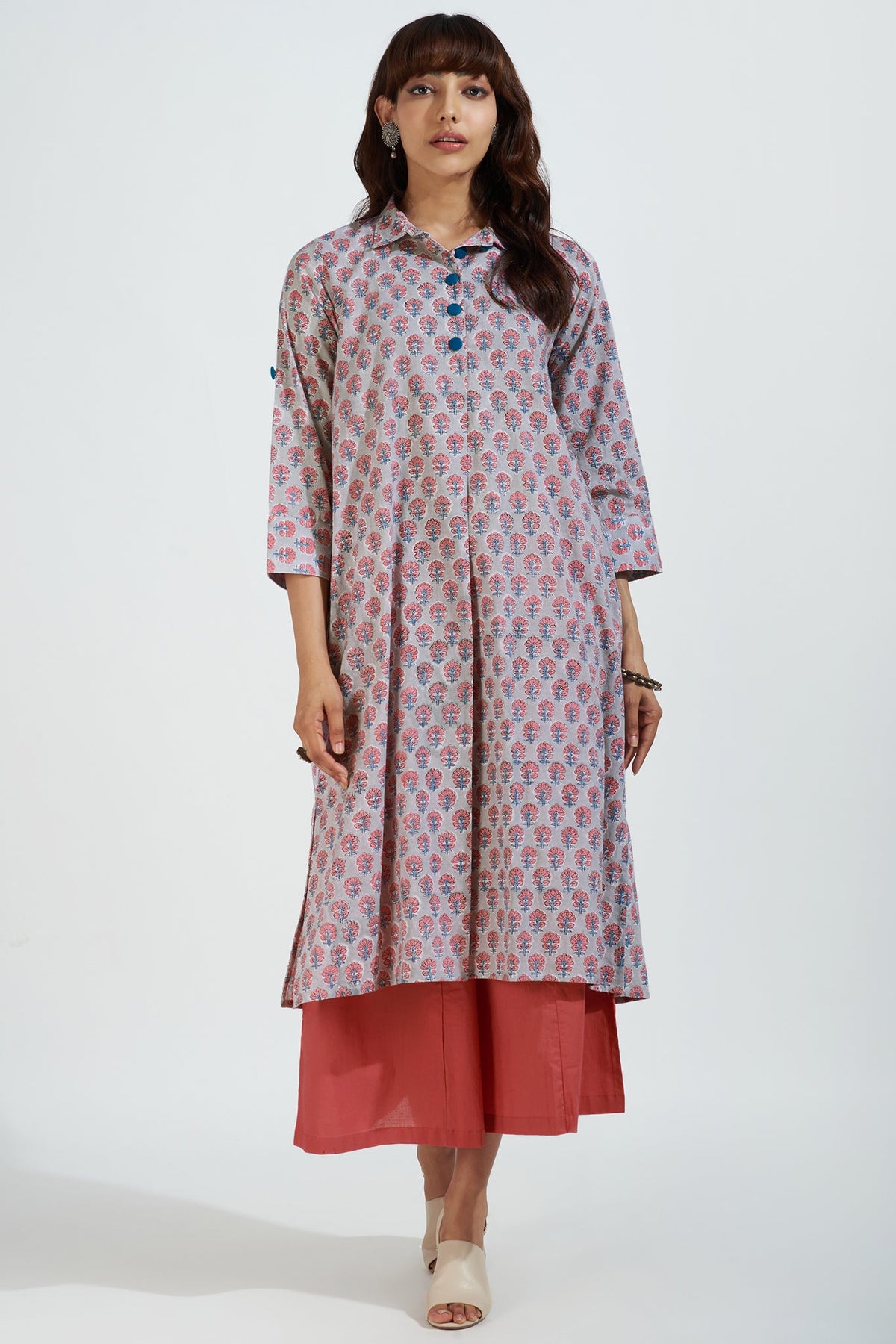 long shirt dress - misty rose & whispering ash