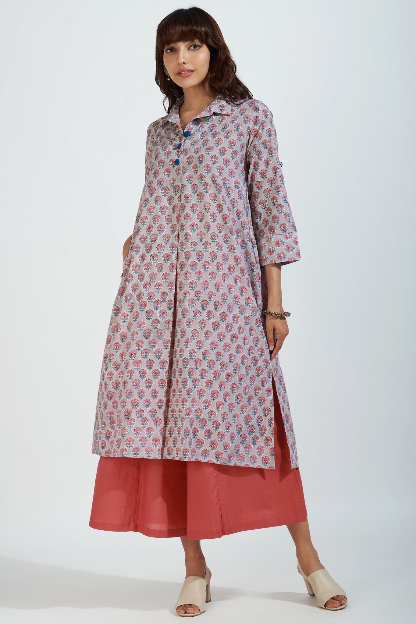 long shirt dress - misty rose & whispering ash