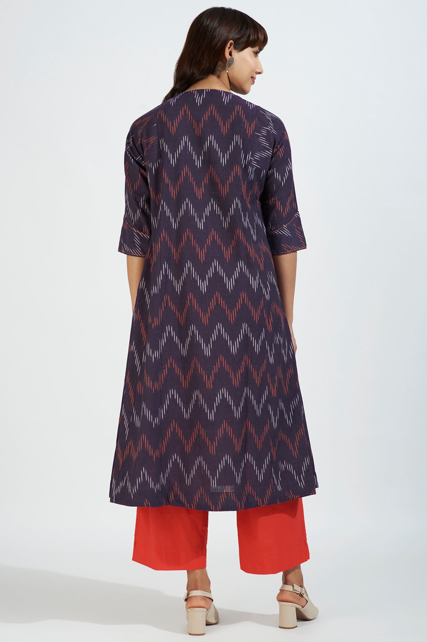 kalidar kurta - plum passion & salmon hues