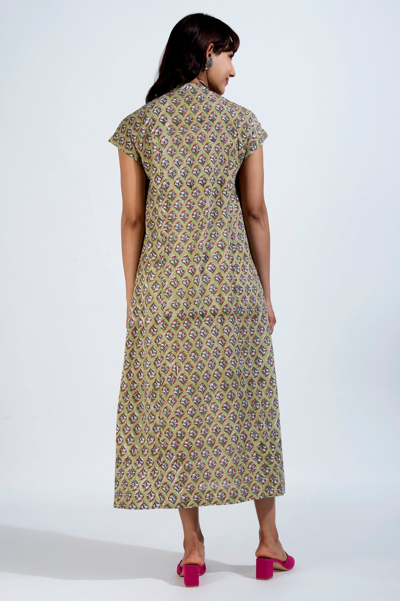 button down pintuck dress - glowing jade & springtime palette