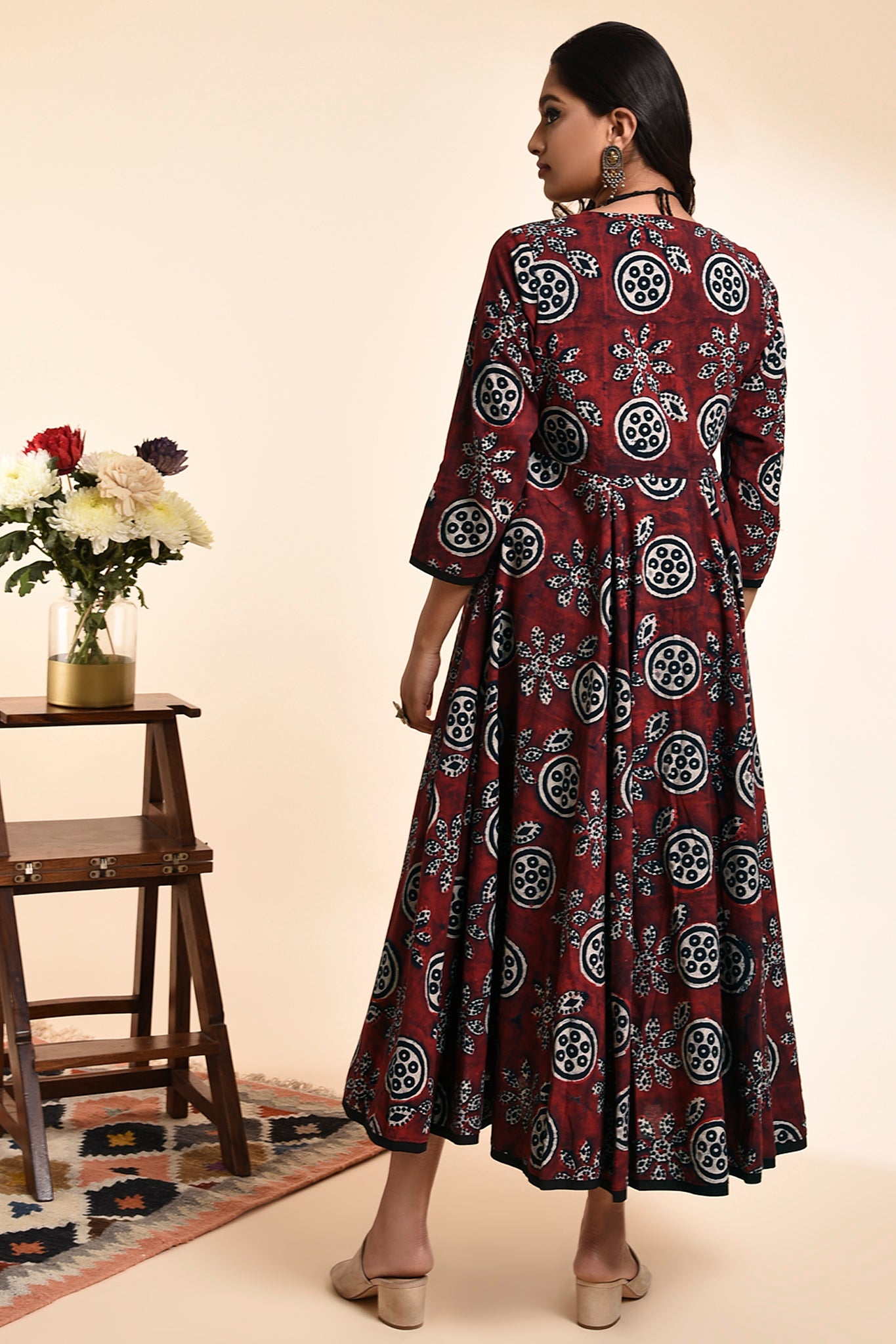 long swirl dress - splendid madder & persian garden