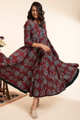 long swirl dress - splendid madder & persian garden
