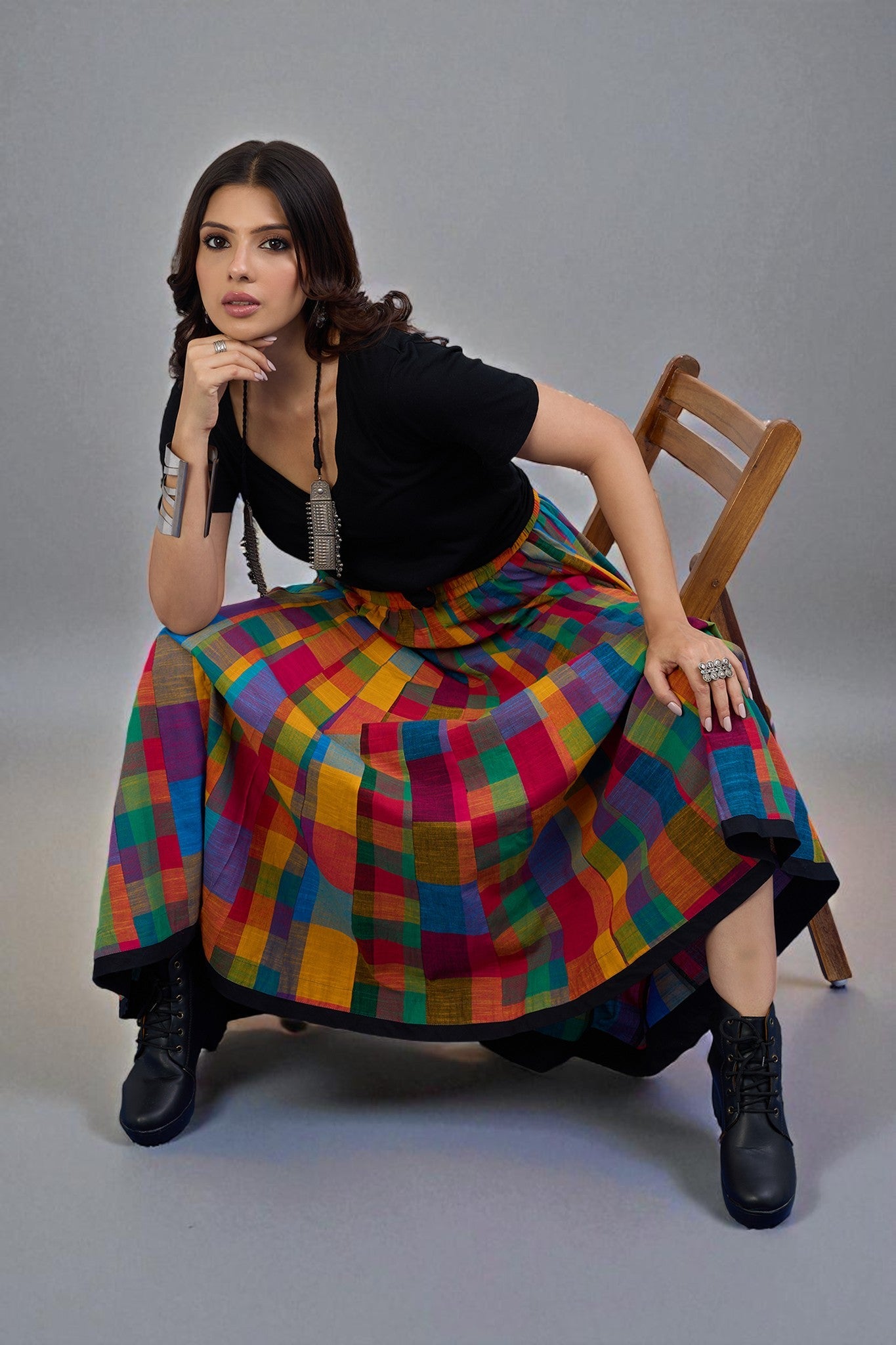 Bold Prism Panelled Cotton Swirl Skirt