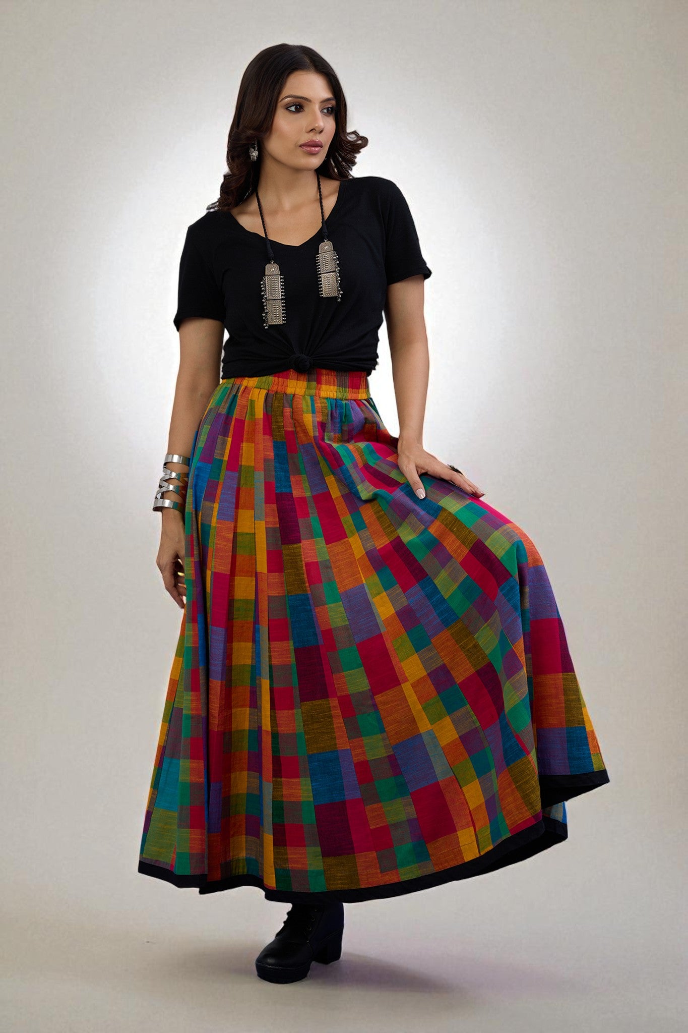 Bold Prism Panelled Cotton Swirl Skirt