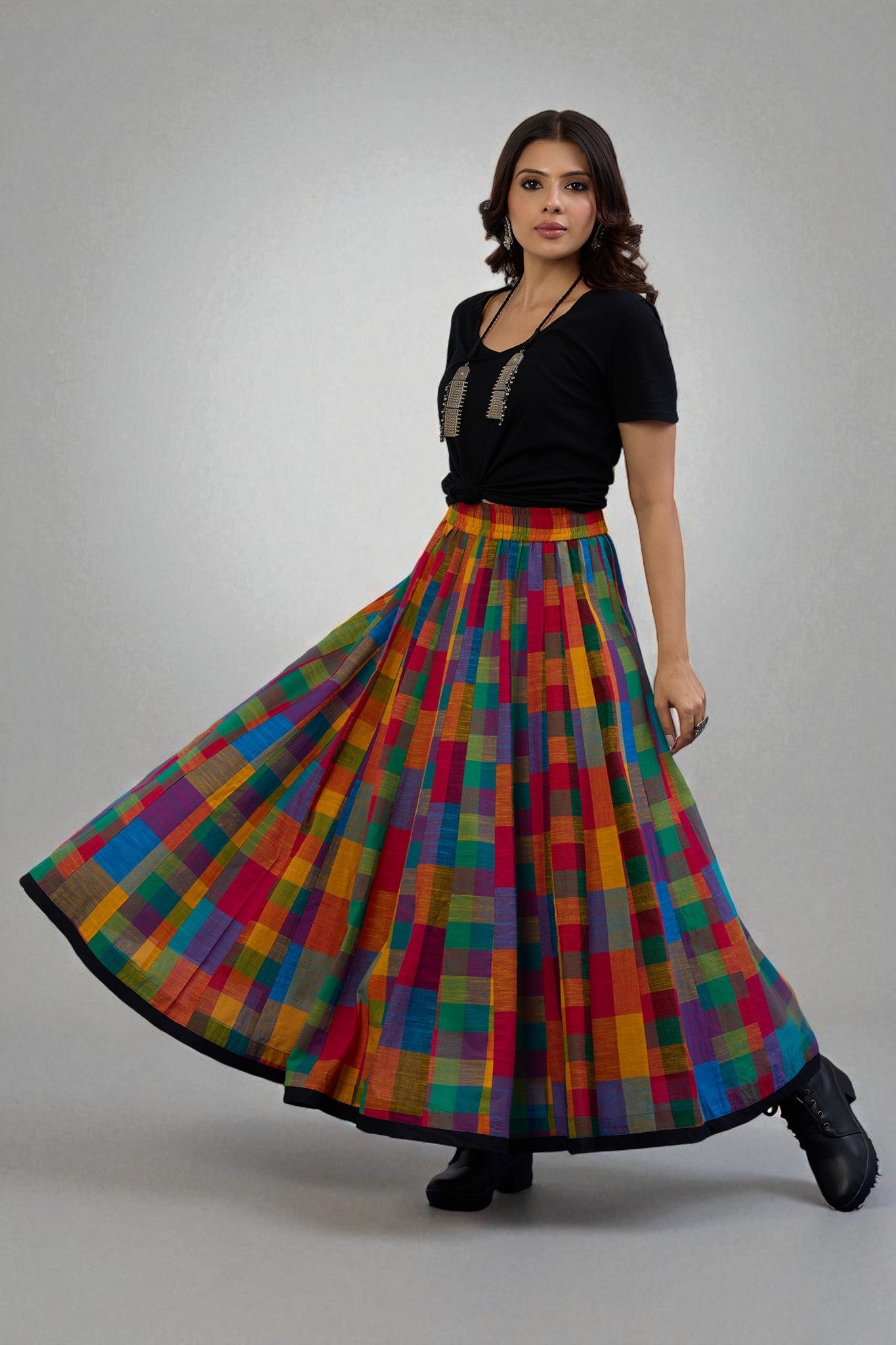 Bold Prism Panelled Cotton Swirl Skirt
