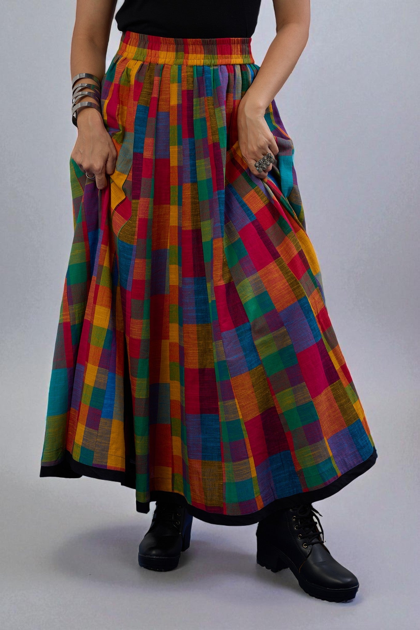 Bold Prism Panelled Cotton Swirl Skirt