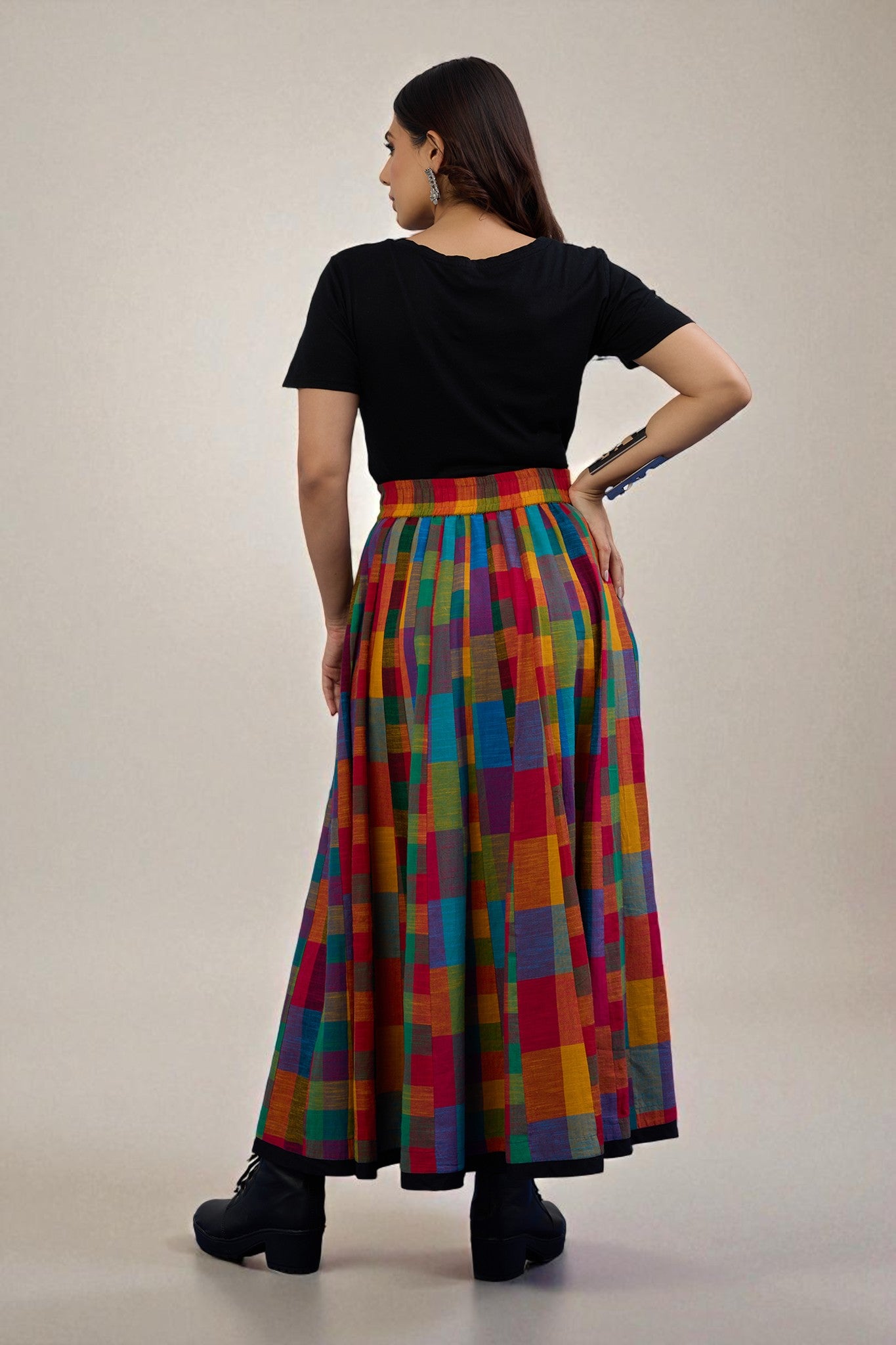 Bold Prism Panelled Cotton Swirl Skirt