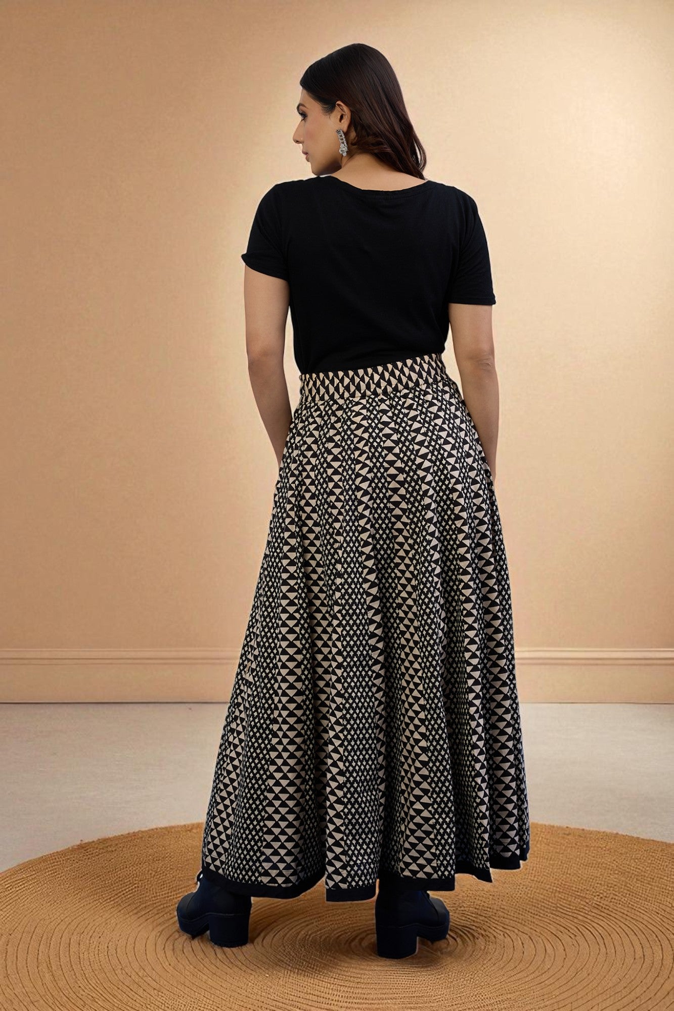 Inkwoven Mirage Cotton Panelled Flared Skirt