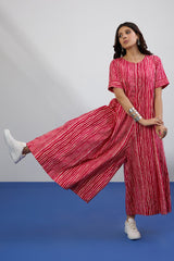 Candy Stripes Jumpsuit with Pockets & Sleeves