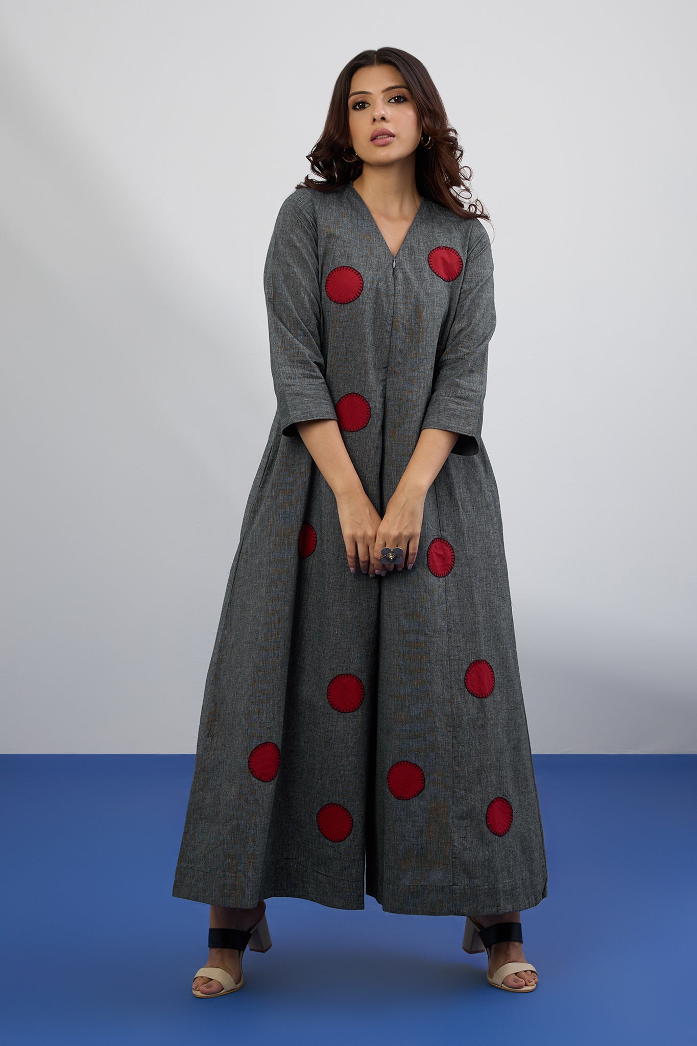Ash & Flame Applique Jumpsuit with Pockets & Sleeves