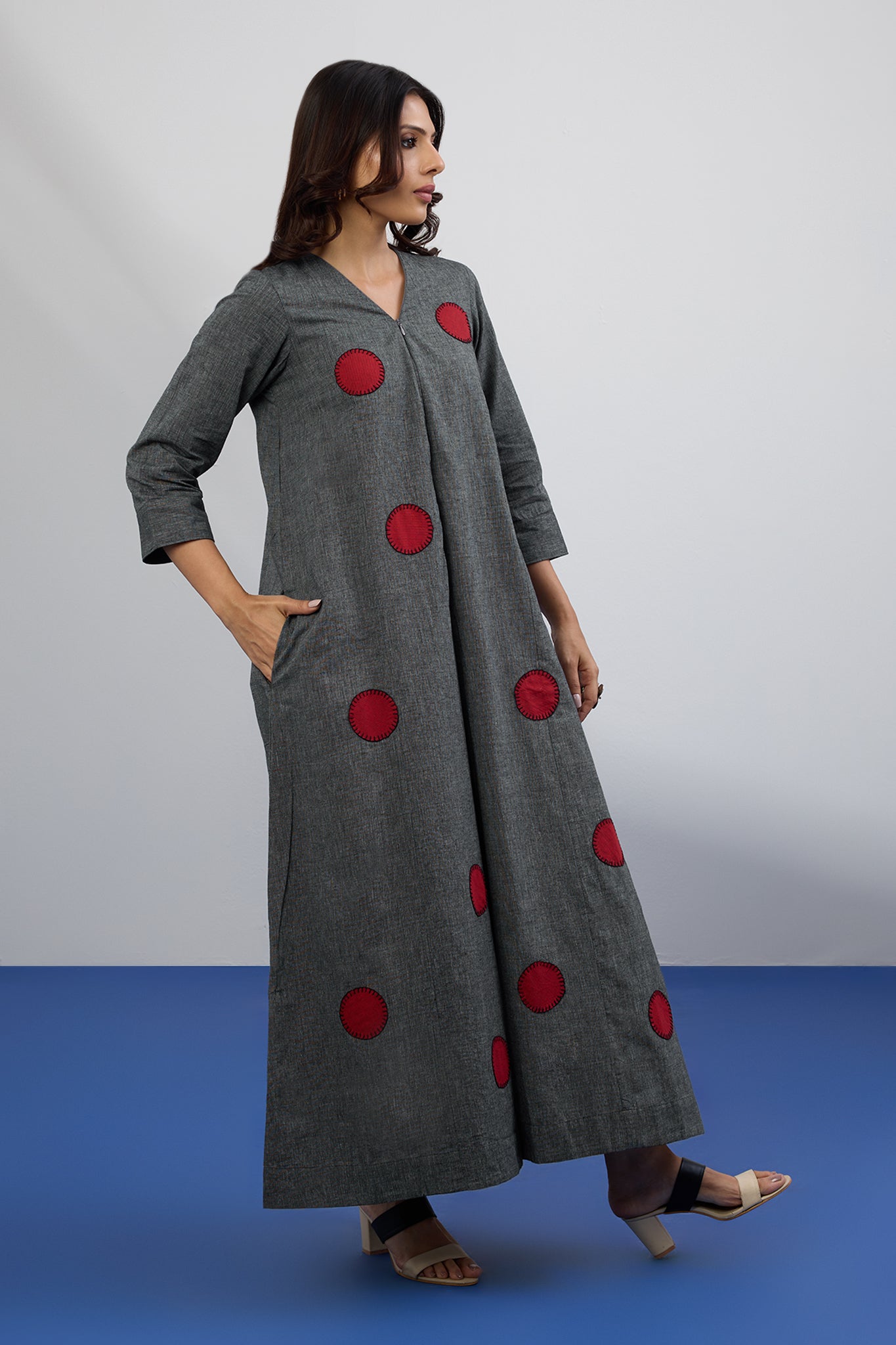 Ash & Flame Applique Jumpsuit with Pockets & Sleeves