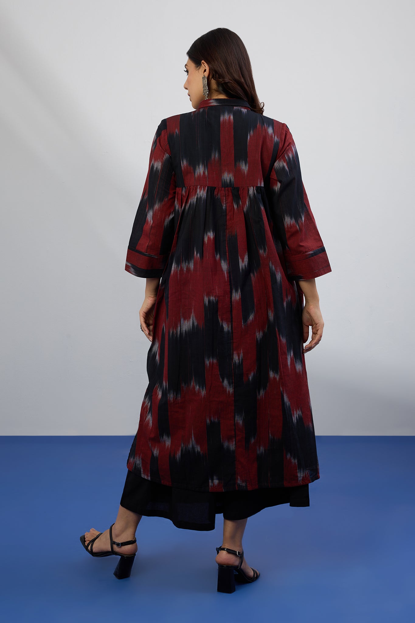 Bold Chevron Long Shirt Dress With Slit