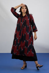 Bold Chevron Long Shirt Dress With Slit