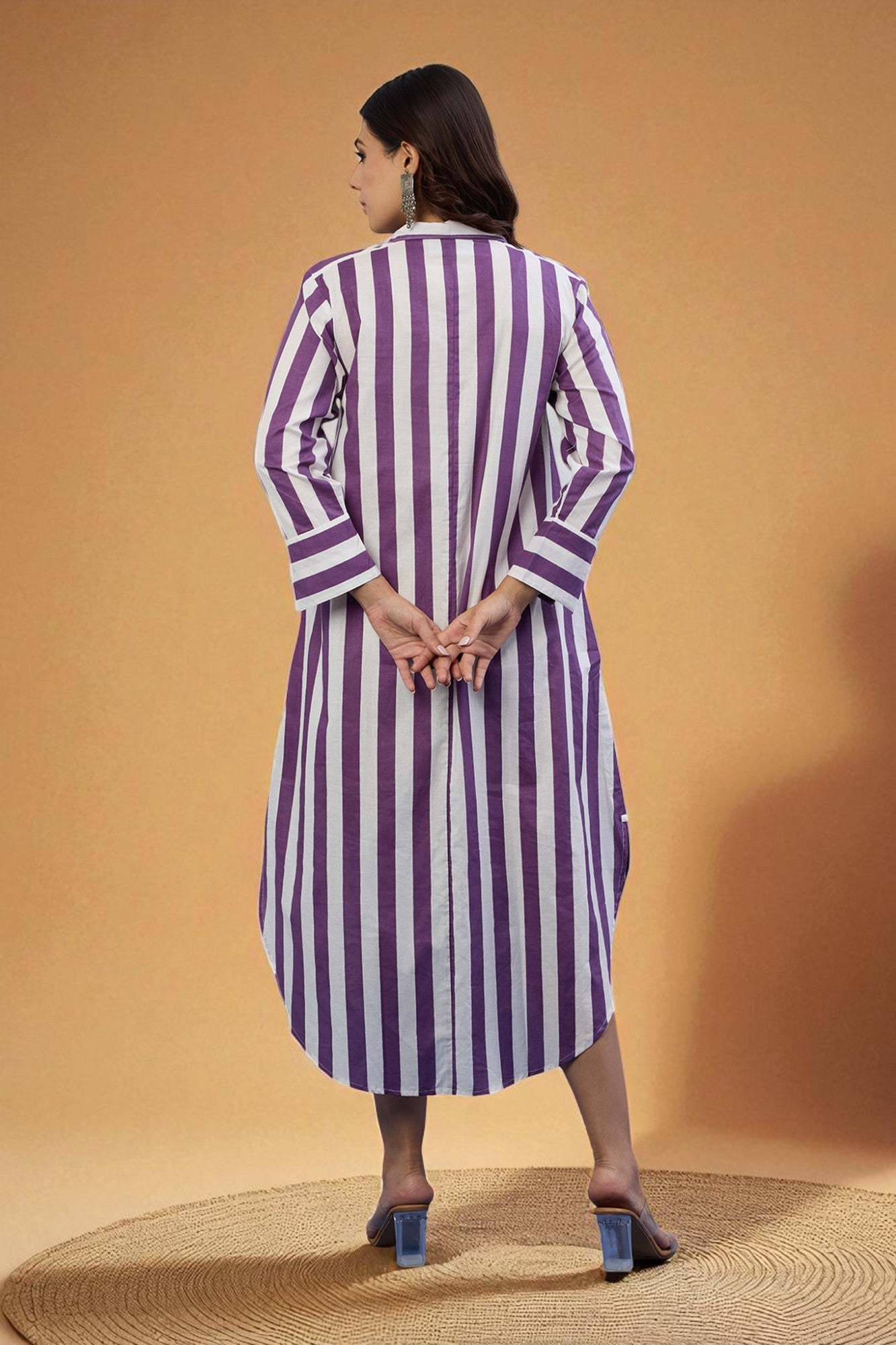 Lavender Line  Long Cotton Shirt Dress