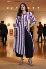 Lavender Line  Long Cotton Shirt Dress