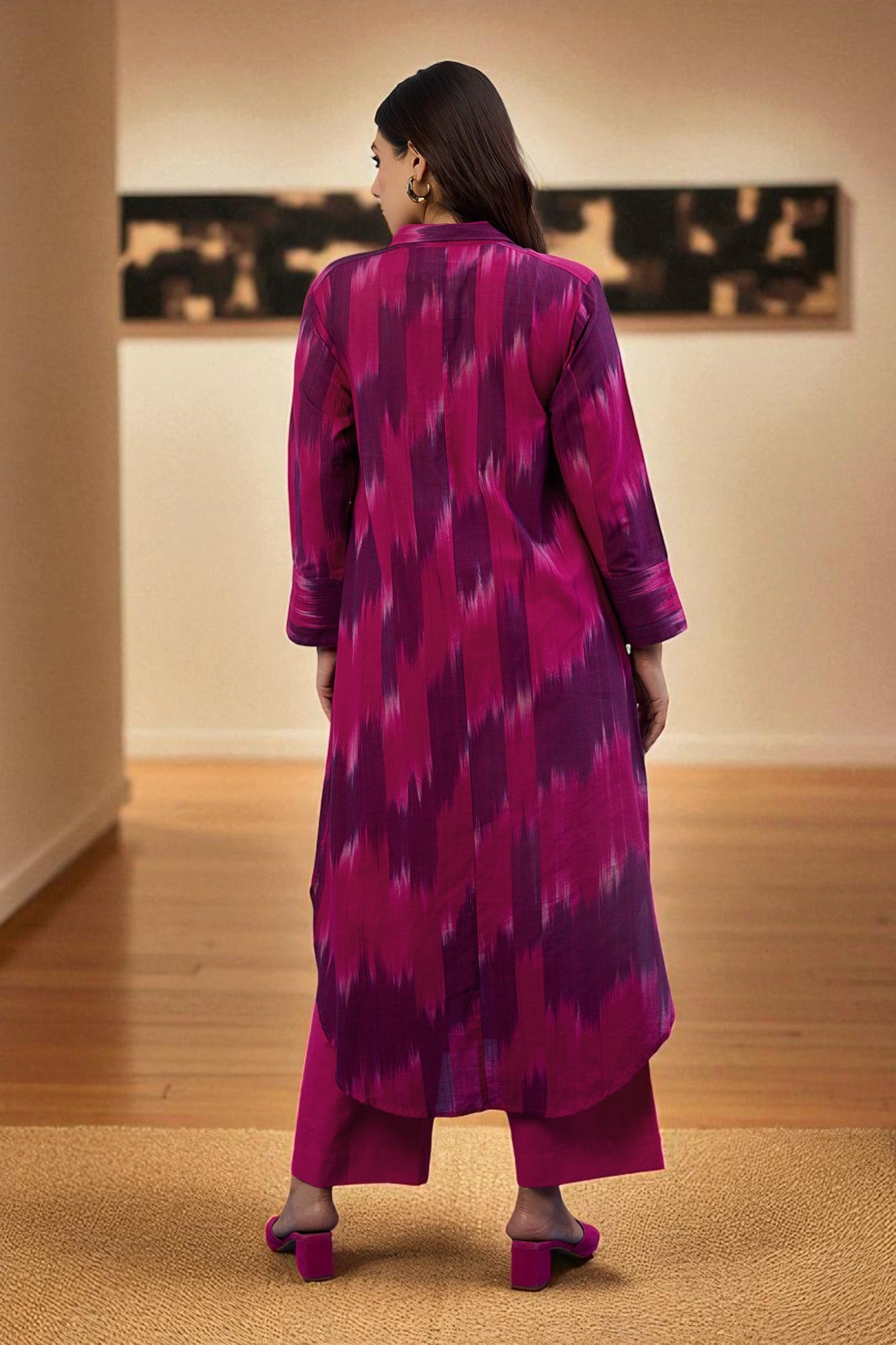 Amethyst Rose Long Cotton Shirt Dress