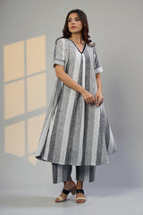 Co-ord Set Ash Bands Modern Box Pleated Cotton Kurta & Pants