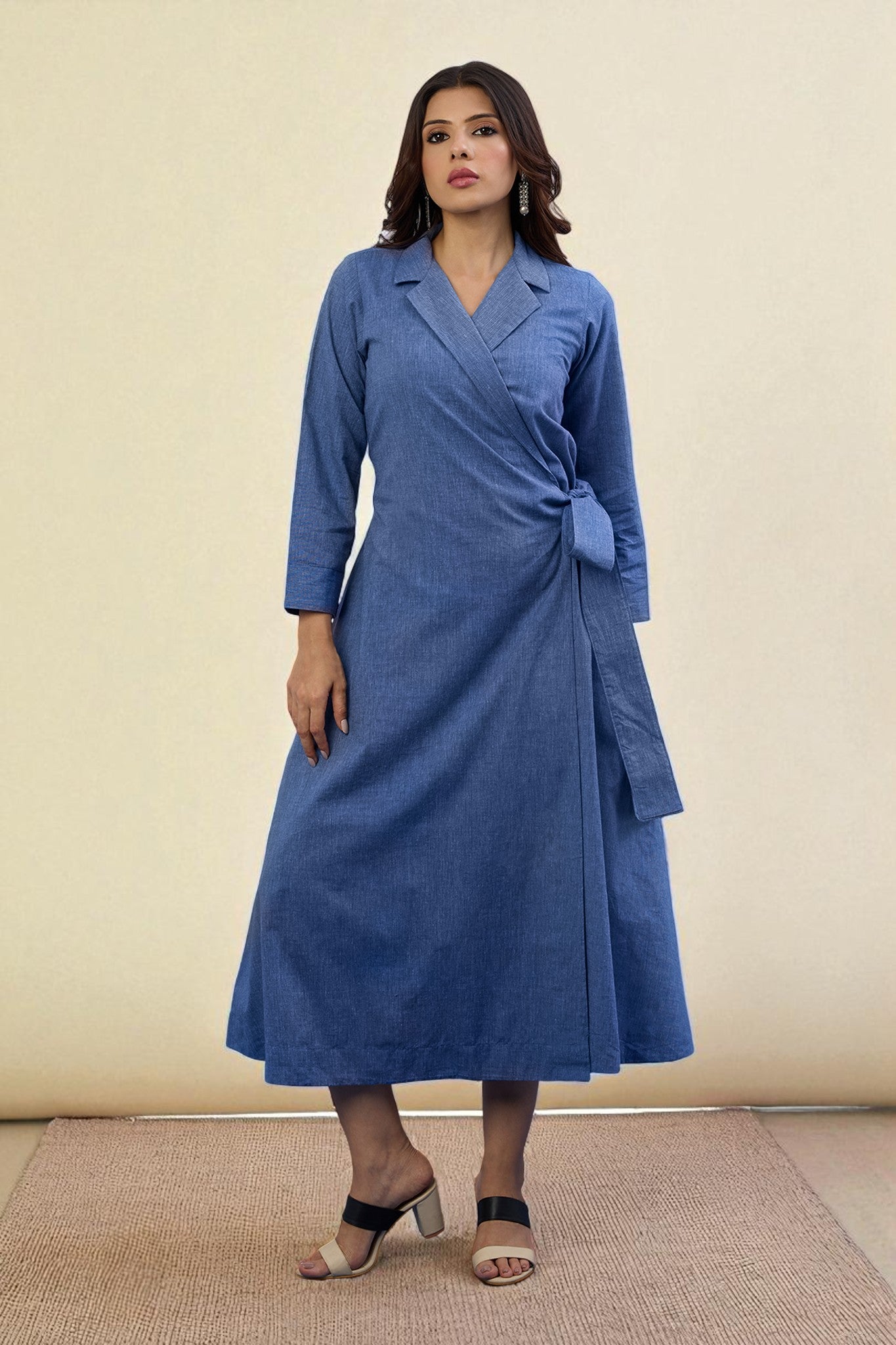 Cobalt Dream South Cotton Trench Belt Dress