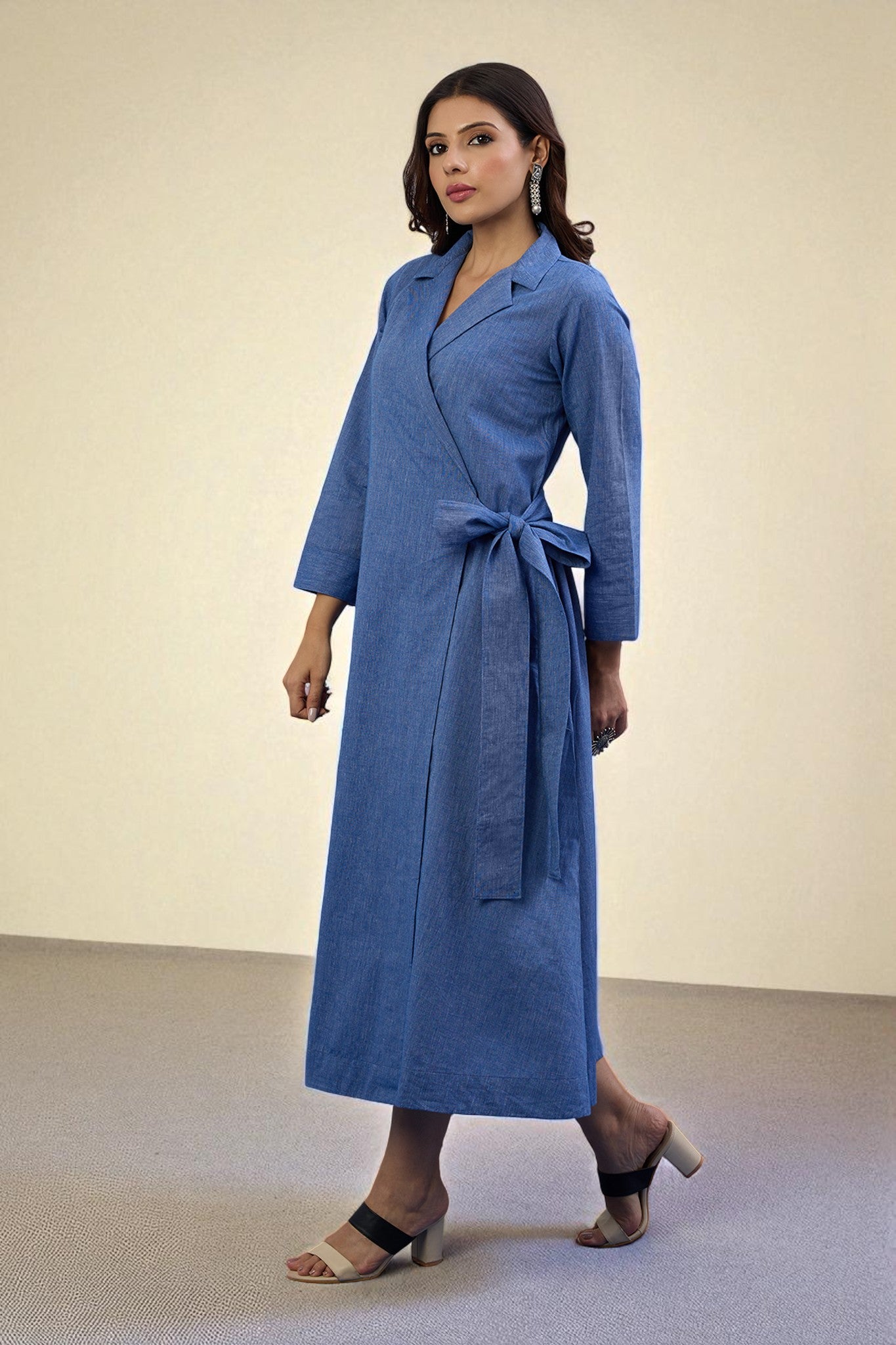 Cobalt Dream South Cotton Trench Belt Dress