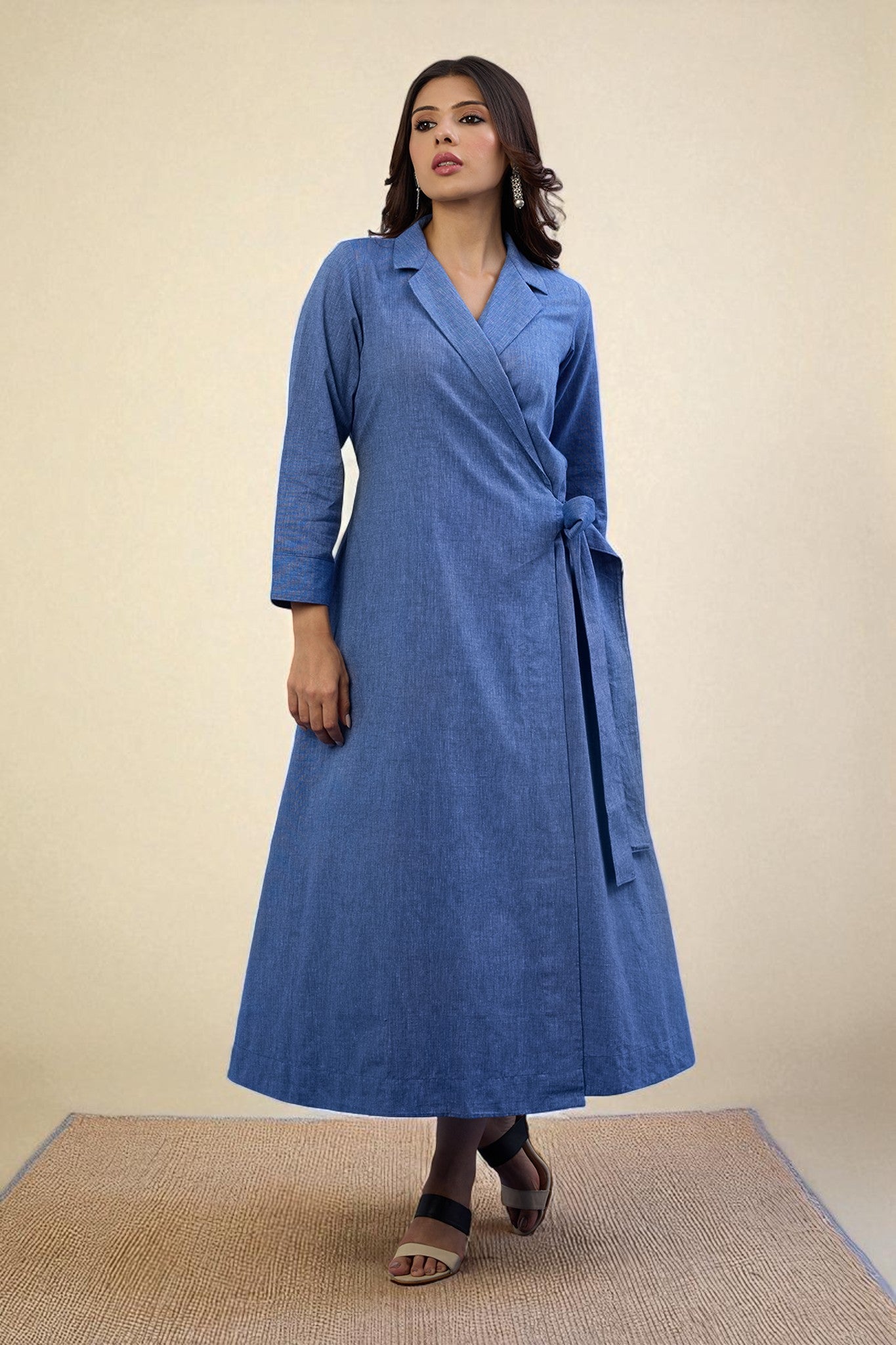 Cobalt Dream South Cotton Trench Belt Dress