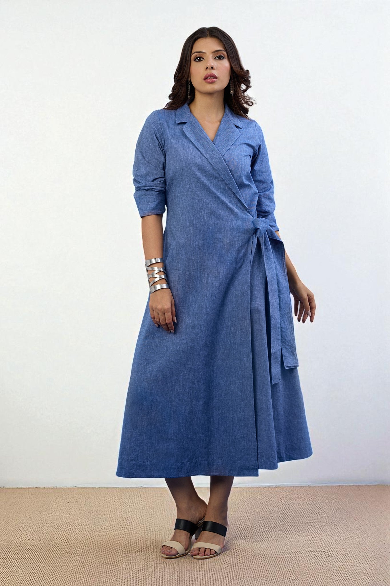 Cobalt Dream South Cotton Trench Belt Dress